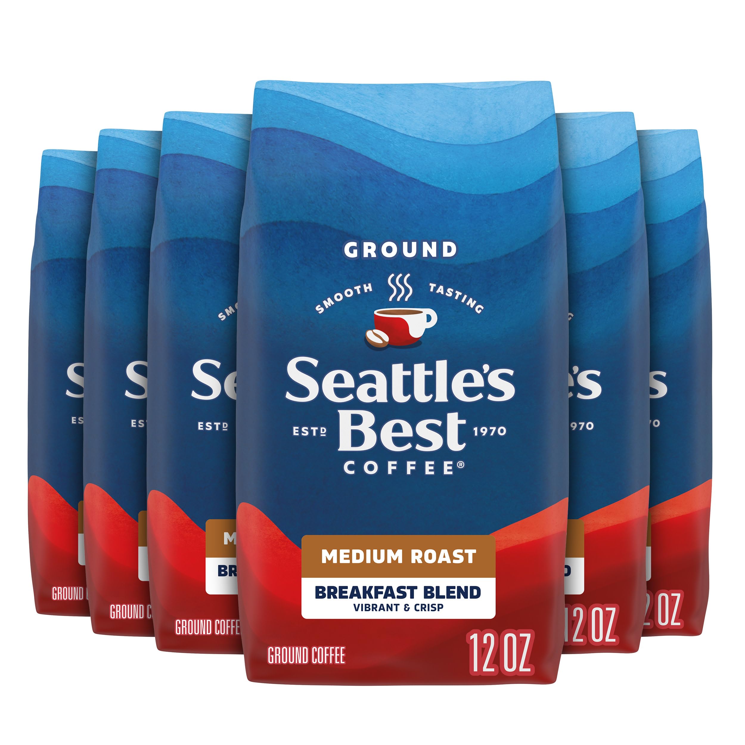 Seattle's Best Coffee Breakfast Blend ground 12oz bag ready for a smooth morning brew