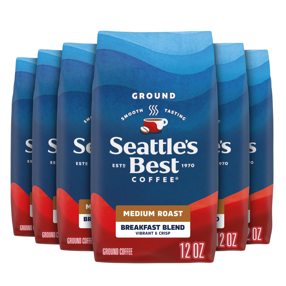Seattle's Best Coffee Breakfast Blend ground 12oz bag ready for a smooth morning brew