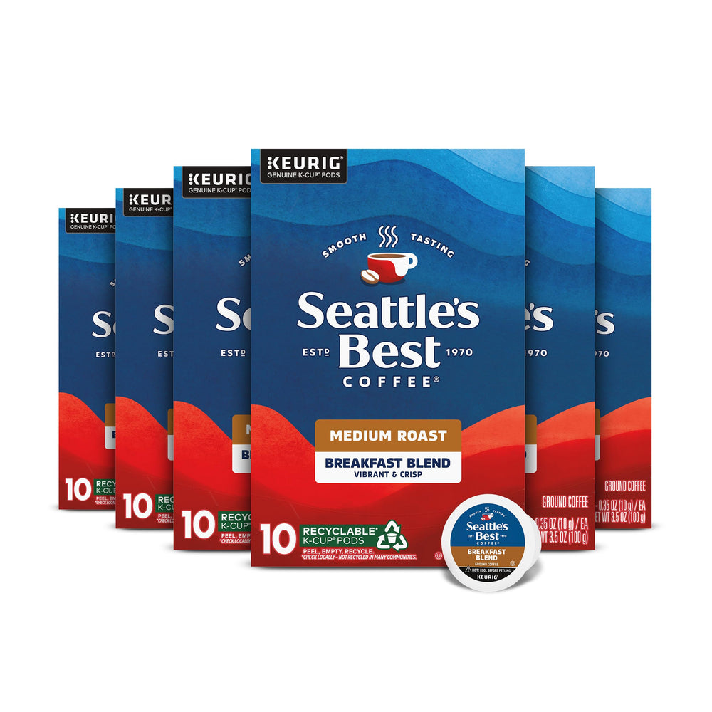 Seattle's Best Breakfast Blend K-Cup pods offer crisp, smooth mornings with convenient single-serve brewing.