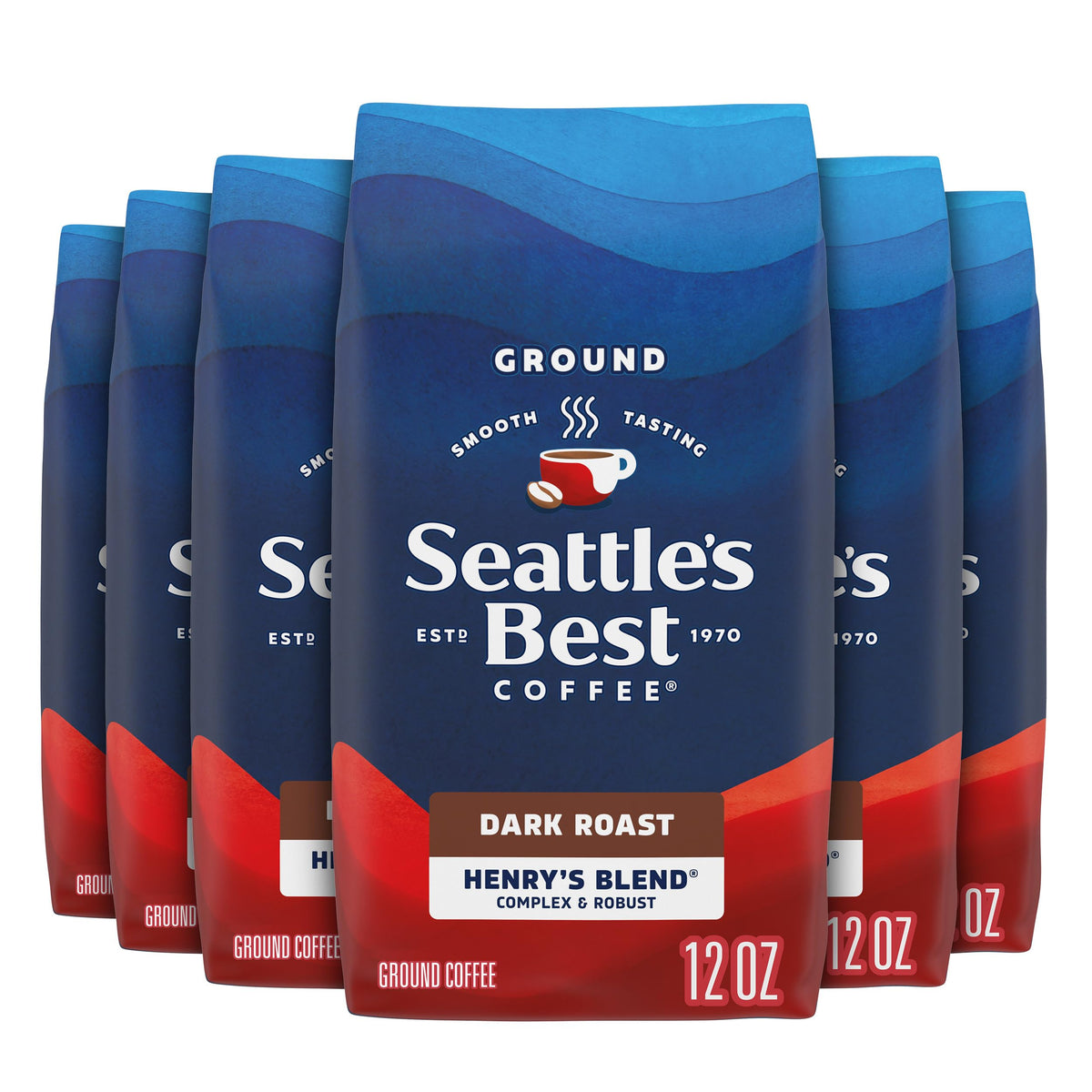 Seattle's Best Henry's Blend packaging front showing smooth aroma for mornings