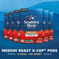 Seattle's Best Medium Roast K-Cup pods deliver a balanced, 100% Arabica cup for everyday use.
