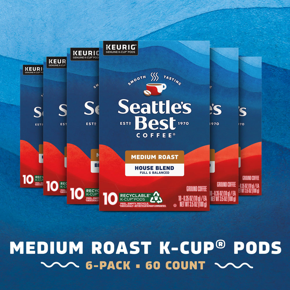 Seattle's Best new-look packaging shows the same smooth House Blend for Keurig users.