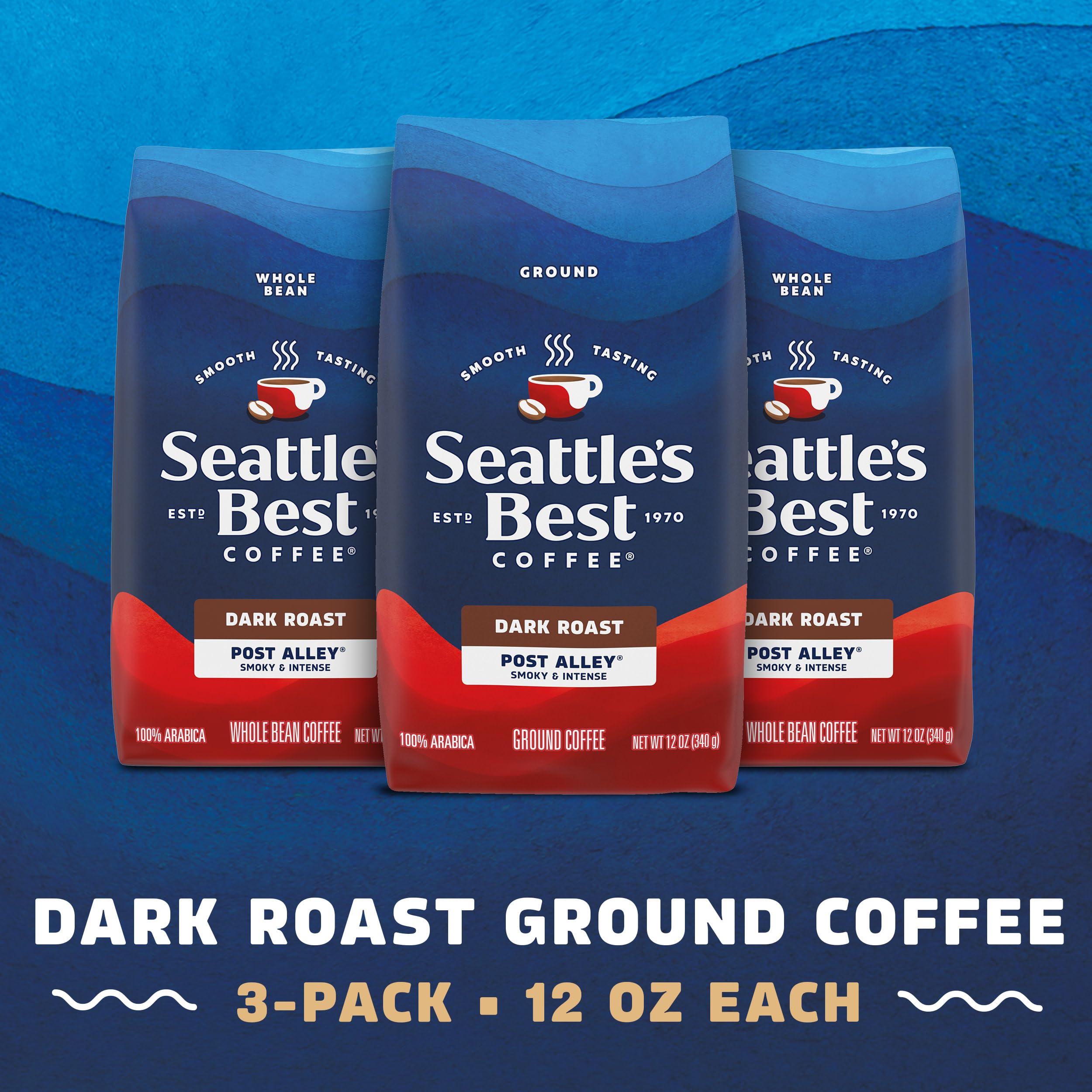 Seattle's Best Coffee packaging refresh with Post Alley flavor remains smooth and rich.