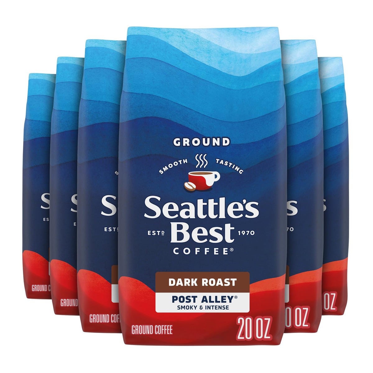 Seattle's Best Coffee Post Alley dark roast ground coffee bag ready for a smoother morning.