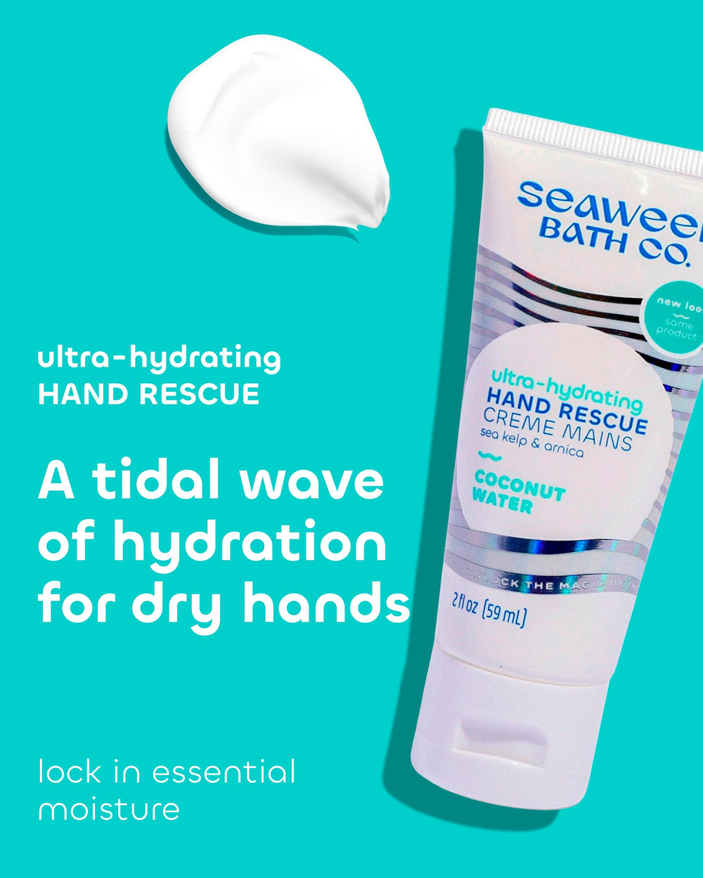 The Seaweed Bath Co. Hand Rescue cream texture close-up showing rich moisture.
