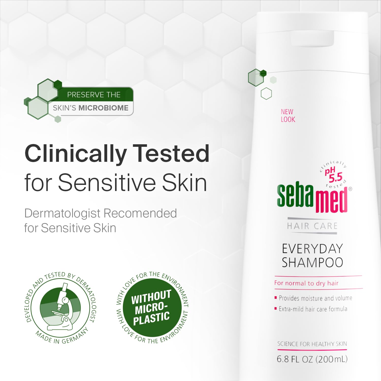 SEBAMED Everyday Shampoo product shot with subtle fragrance mood.