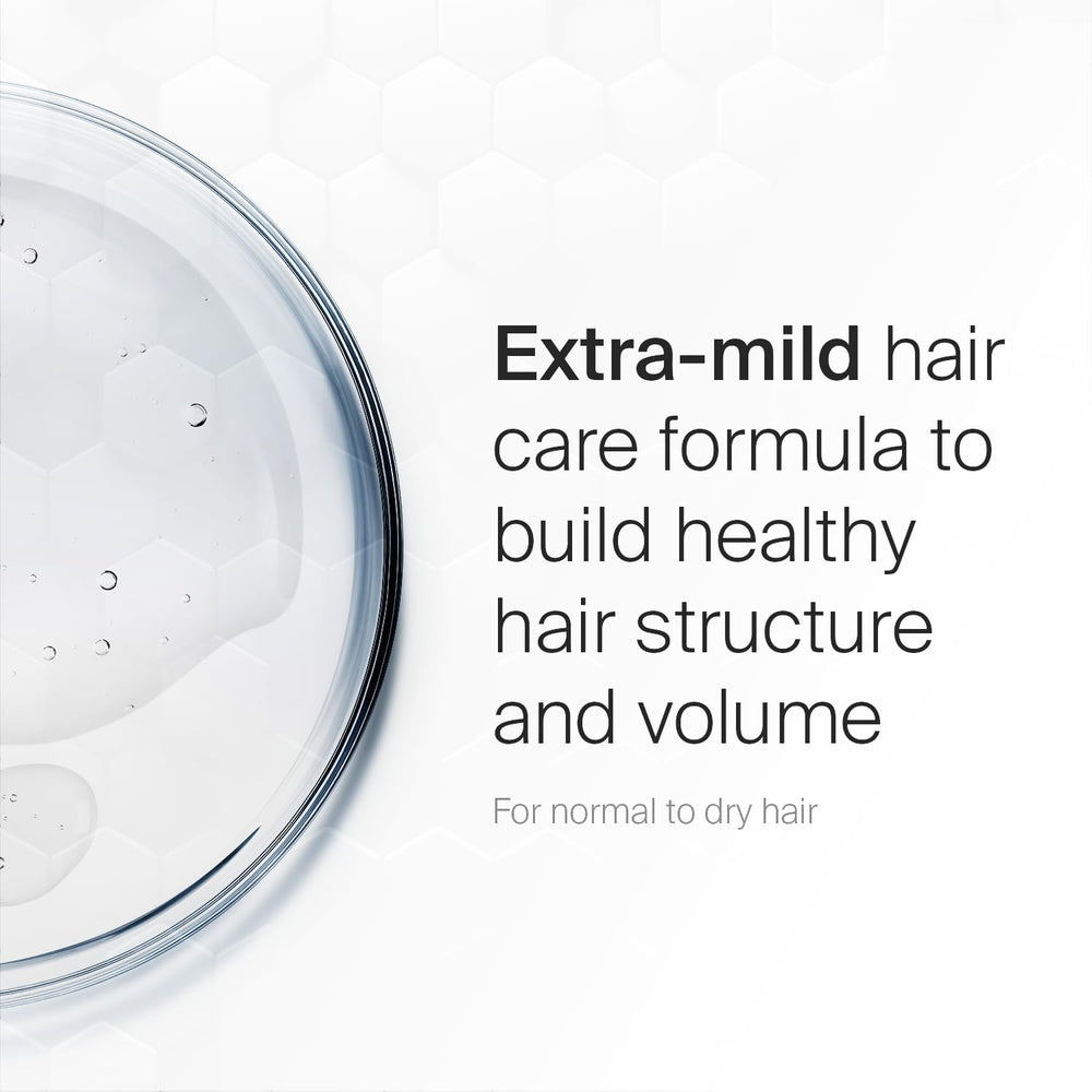 SEBAMED Everyday Shampoo on hair showing soft texture and shine.