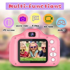 Seckton Upgrade Kids Selfie Camera side view shows portable, kid-friendly design.