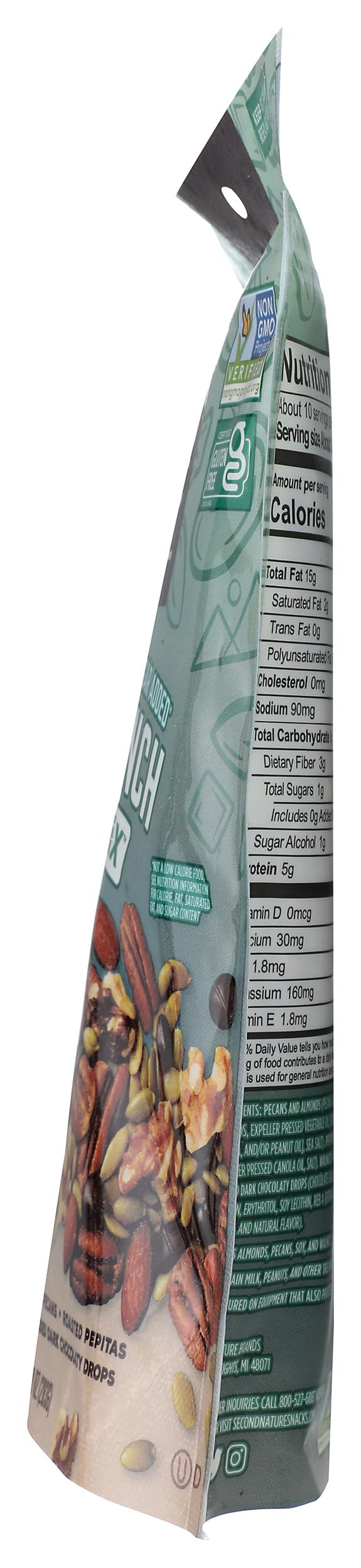 Second Nature Keto Crunch resealable pouch ready for home or travel use.