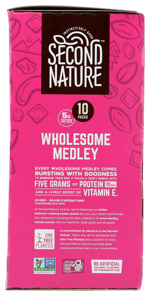 Second Nature Wholesome Medley Trail Mix 10-pack display for easy shopping