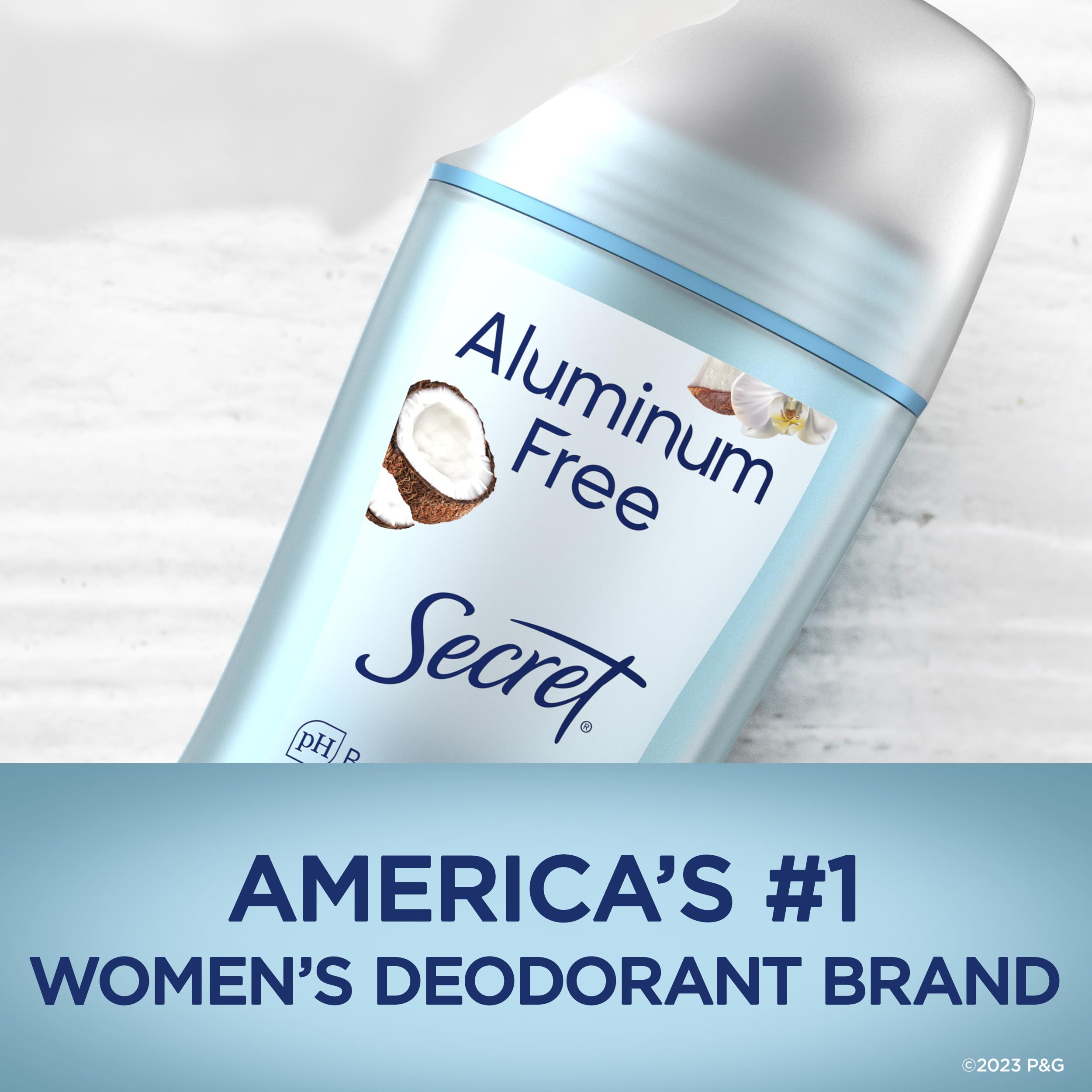Secret aluminum-free deodorant no-white-marks formula keeps fabrics clean