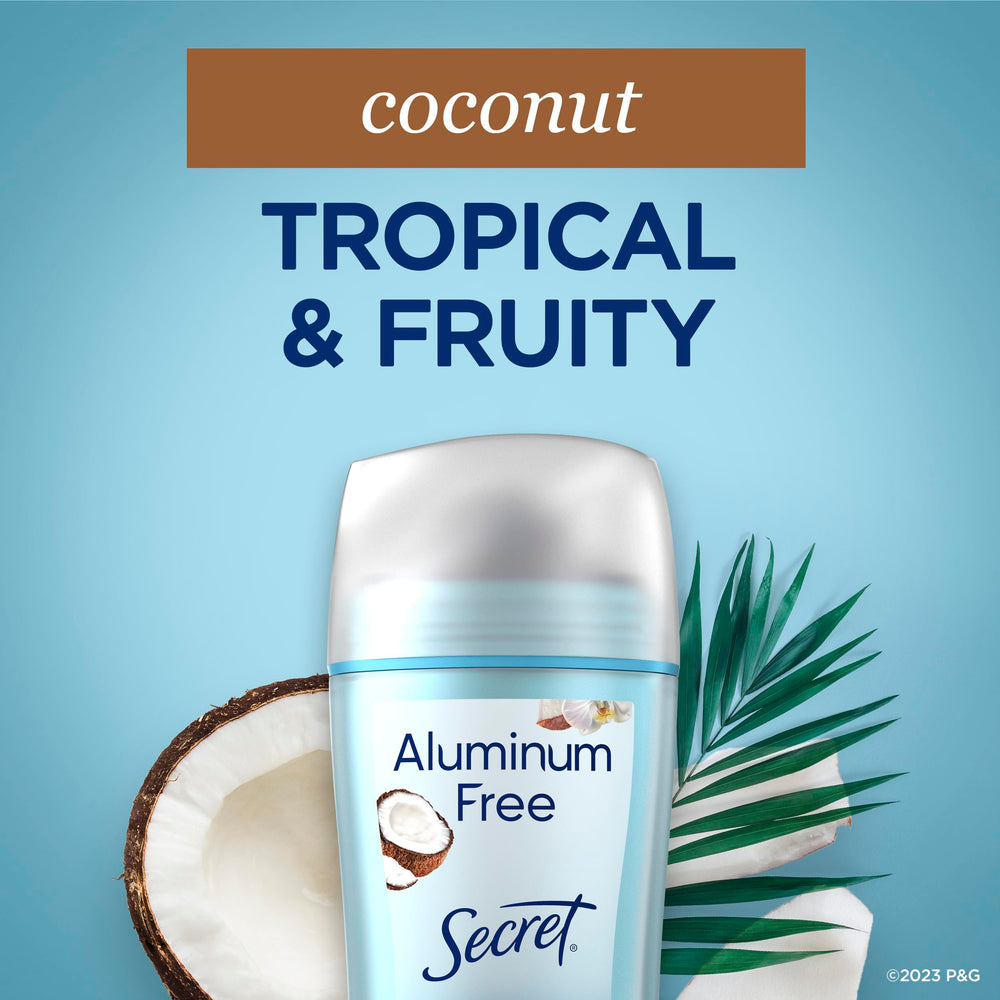 Secret aluminum-free deodorant paraben-free packaging highlights clean ingredients