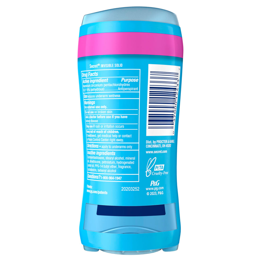 Secret Invisible Solid front view reinforces brand identity and scent confidence.