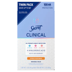 Secret Clinical Strength antiperspirant stick 2-pack with lasting protection.