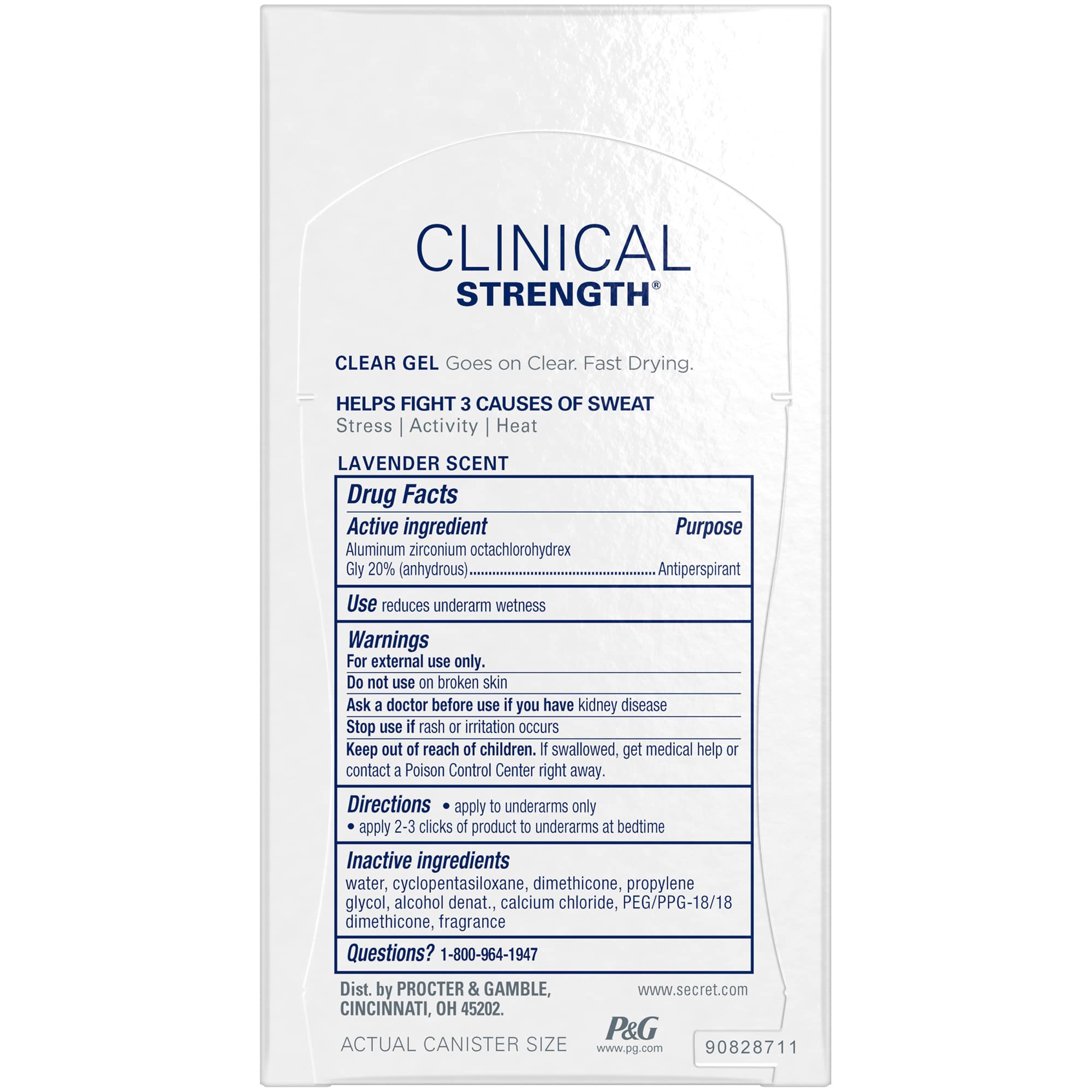 Secret Clinical Strength Clear Gel applies smoothly for comfortable, fast-drying protection
