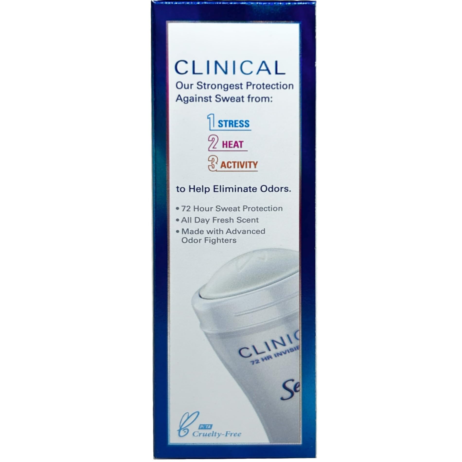 Secret Clinical Strength Invisible Solid Deodorant three-pack packaging on shelf