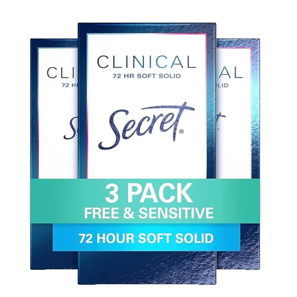 Secret Clinical Strength unscented soft-solid application demonstrating smooth glide for dryness