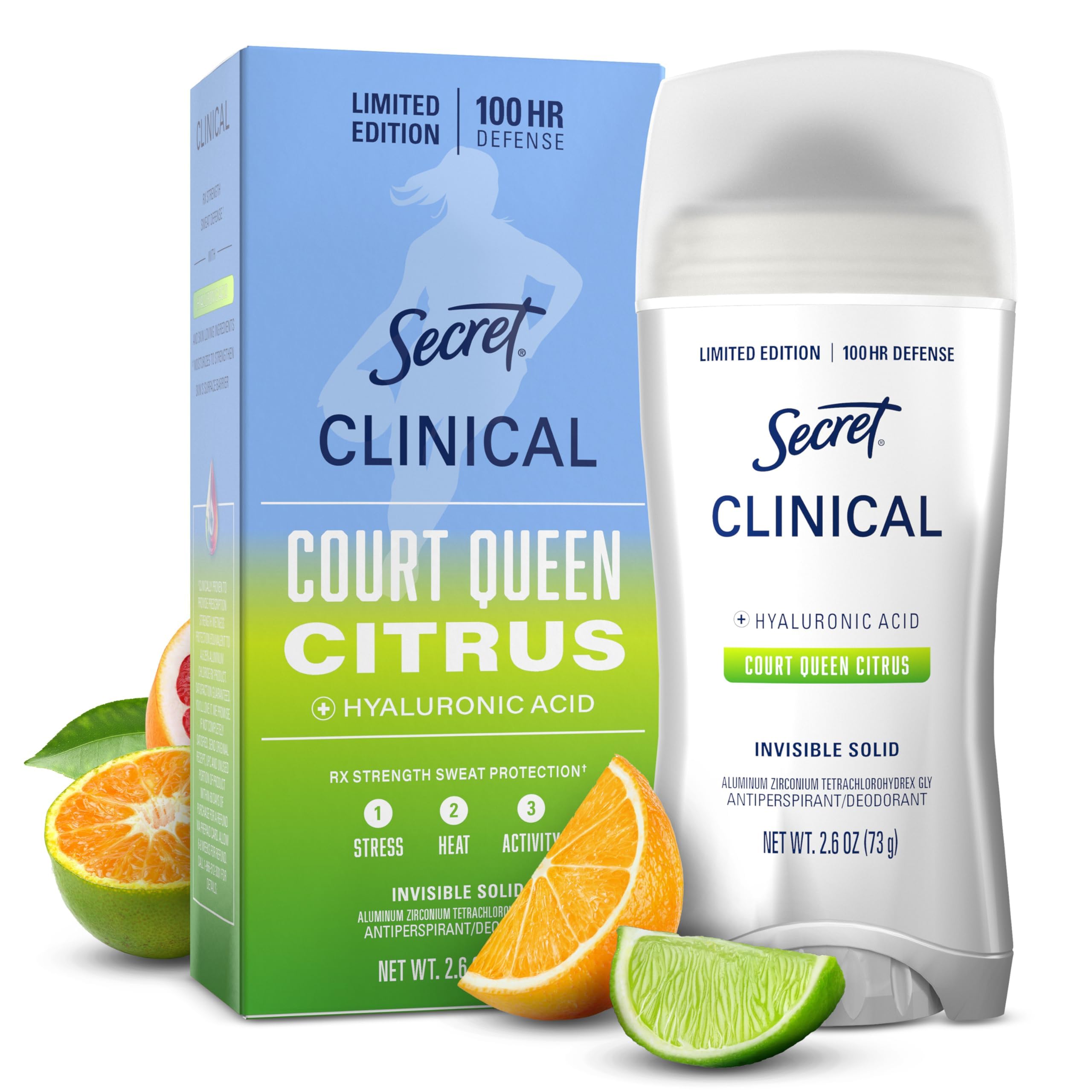 Secret Clinical Strength Women front bottle view for active days and confident wear.