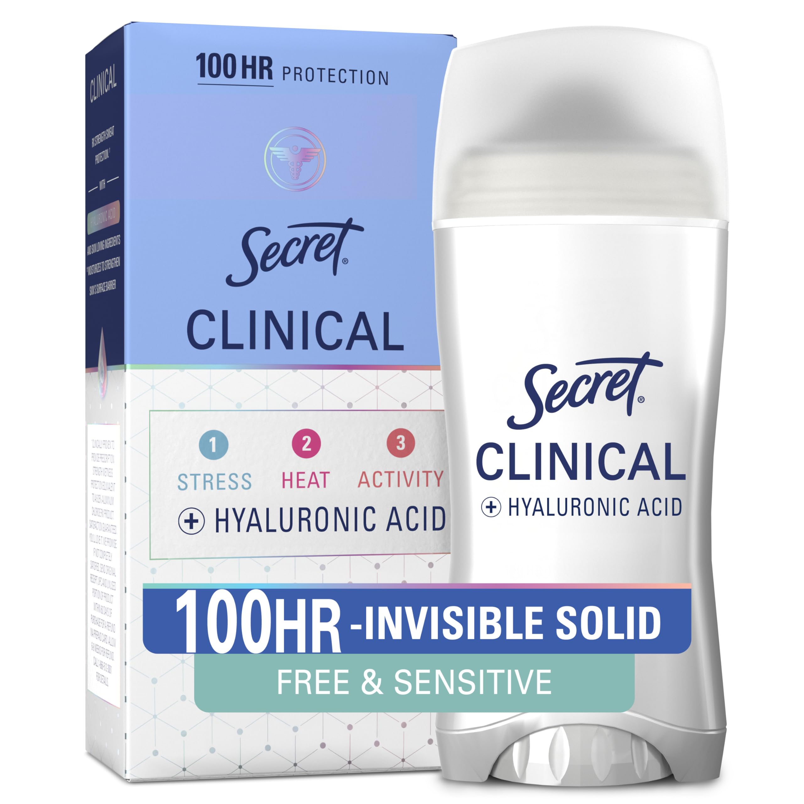 Secret Clinical Strength Women bottle showing all-day protection and confident wear