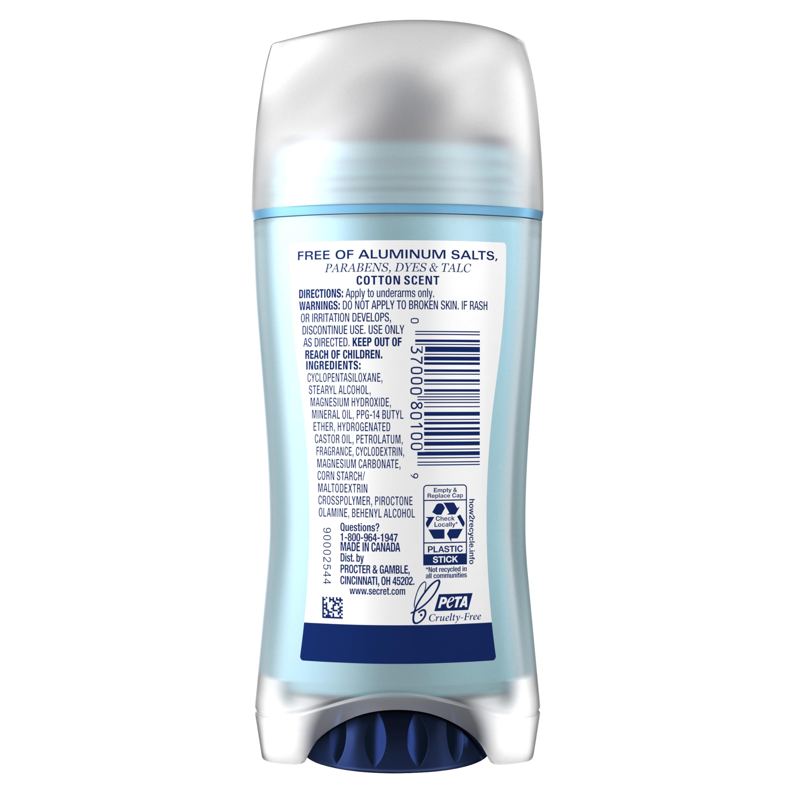 2.4 oz Secret deodorant size indicator beside package