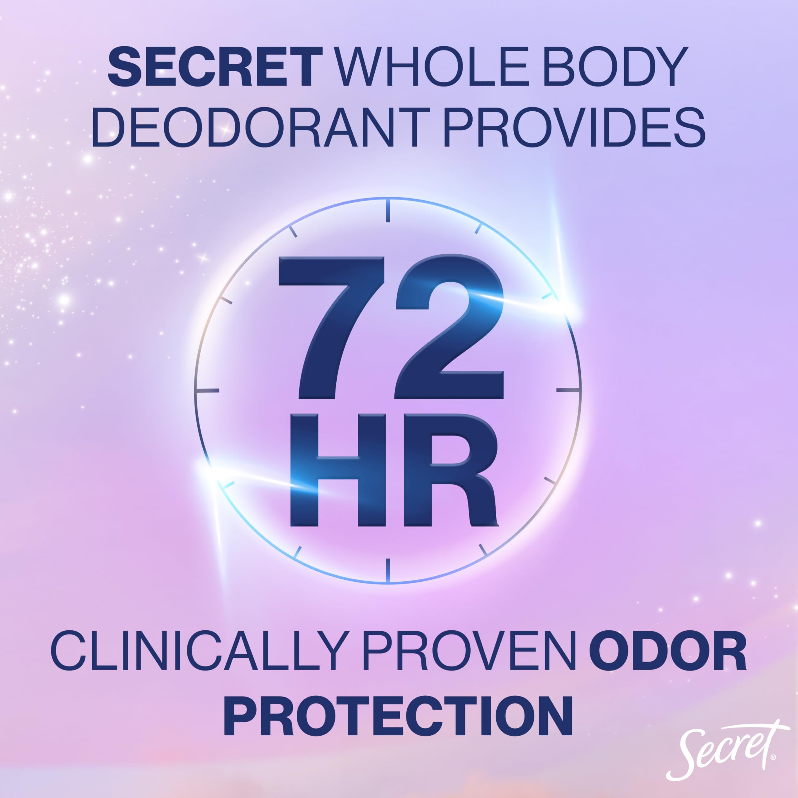 Secret aluminum-free formula highlights 72-hour odor protection in daily activities