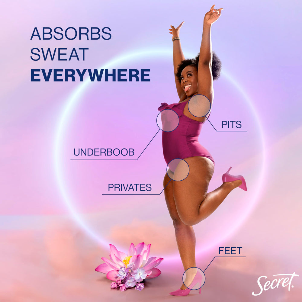 Secret Dry Feel Cream underboob application demonstrates multi-area protection and comfort