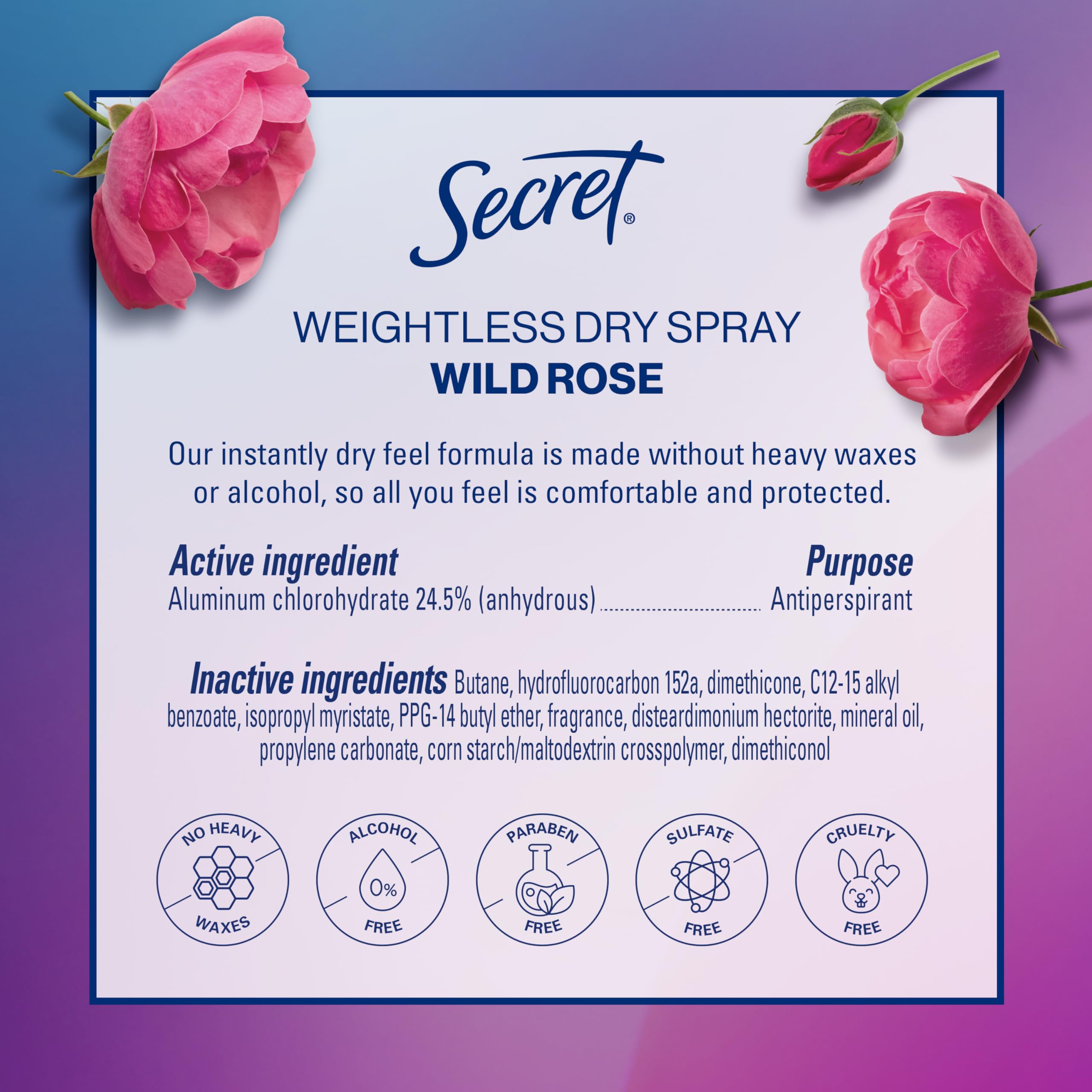 Secret Dry Spray is ideal from gym to date night.