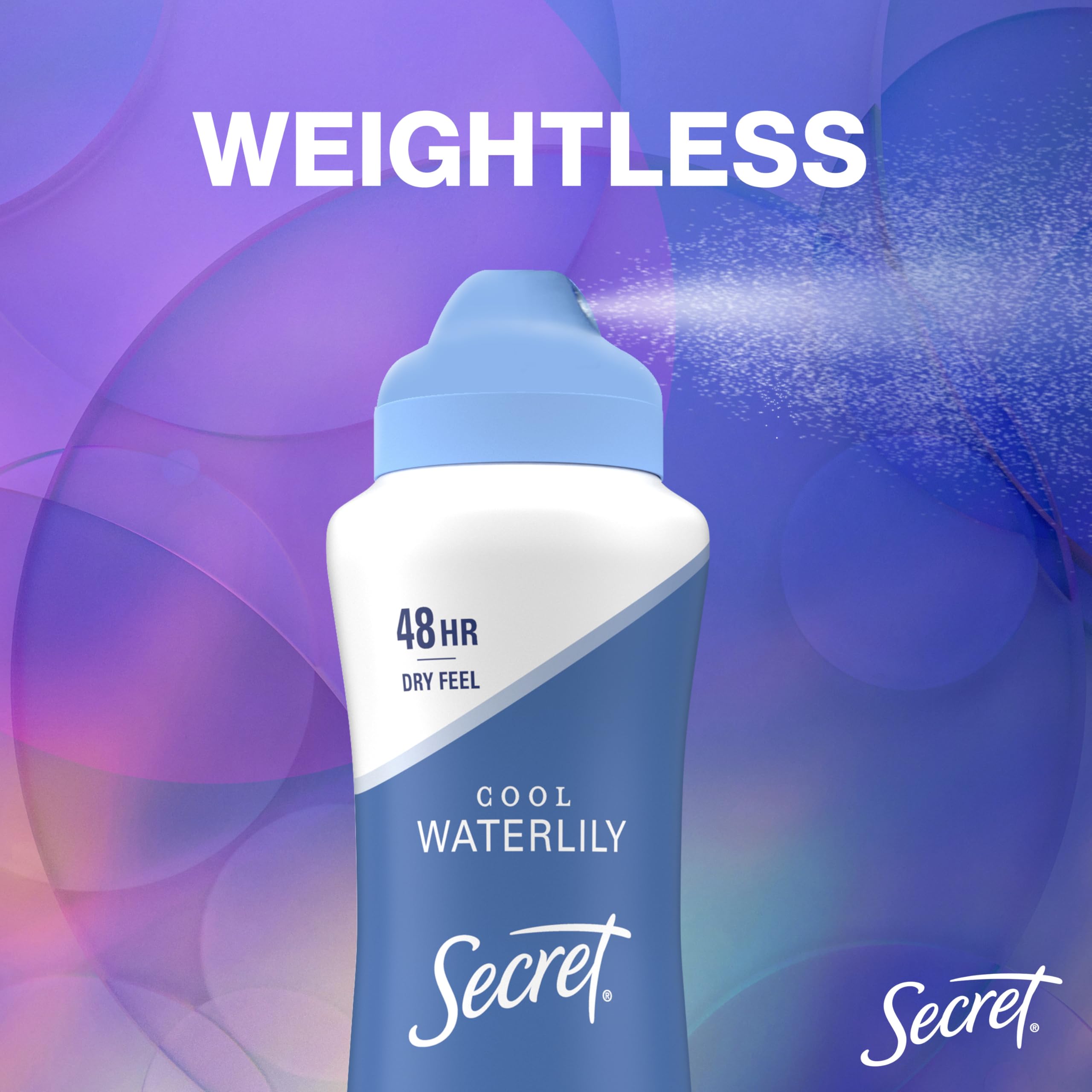 Mineral-balanced formula close-up of Secret Dry Spray for skin comfort