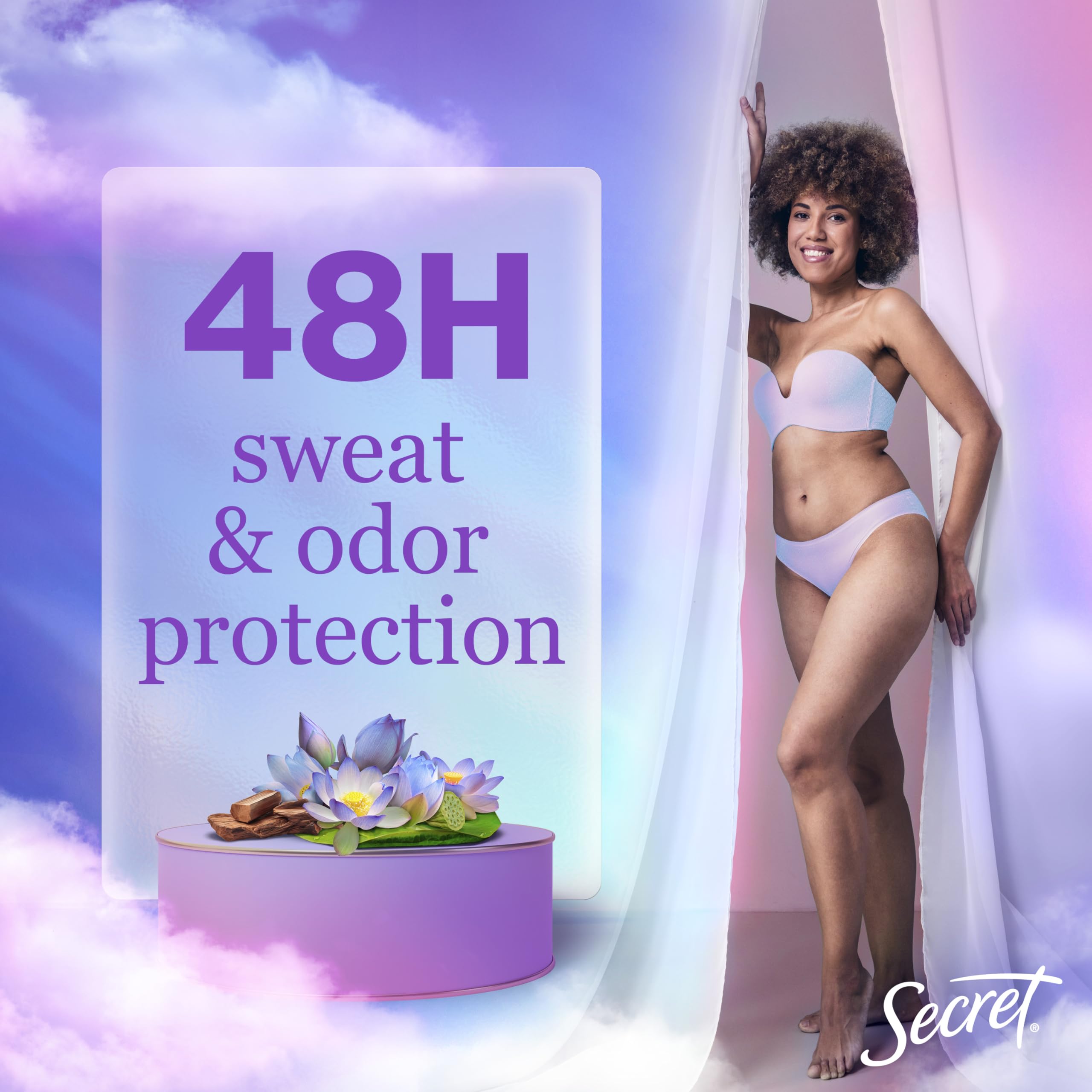 Three-pack display of Secret Dry Spray for budget-friendly protection