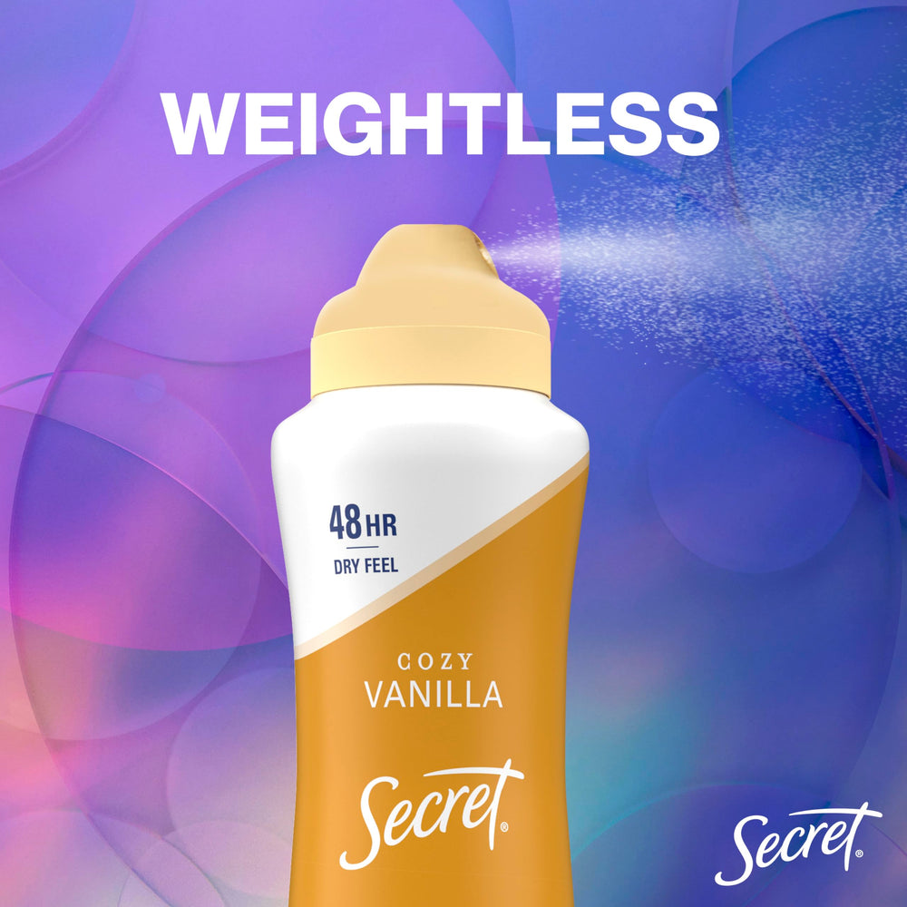 Secret Dry Spray highlighting pH-balancing minerals for skin comfort