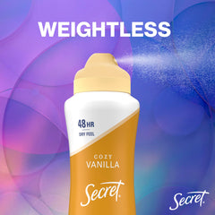 Secret Dry Spray highlighting pH-balancing minerals for skin comfort