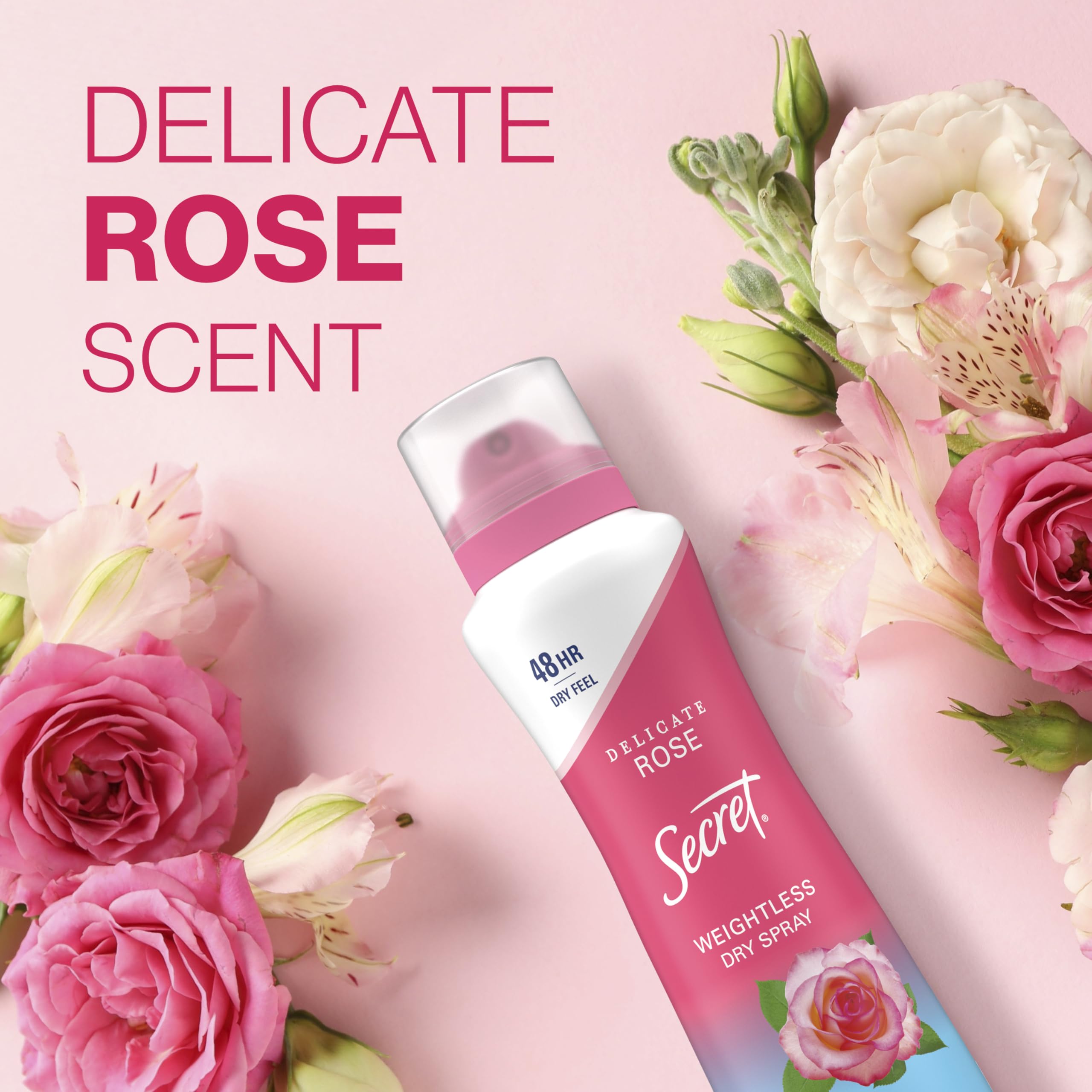 Secret Dry Spray with Wild Rose and Argan Oil scent.