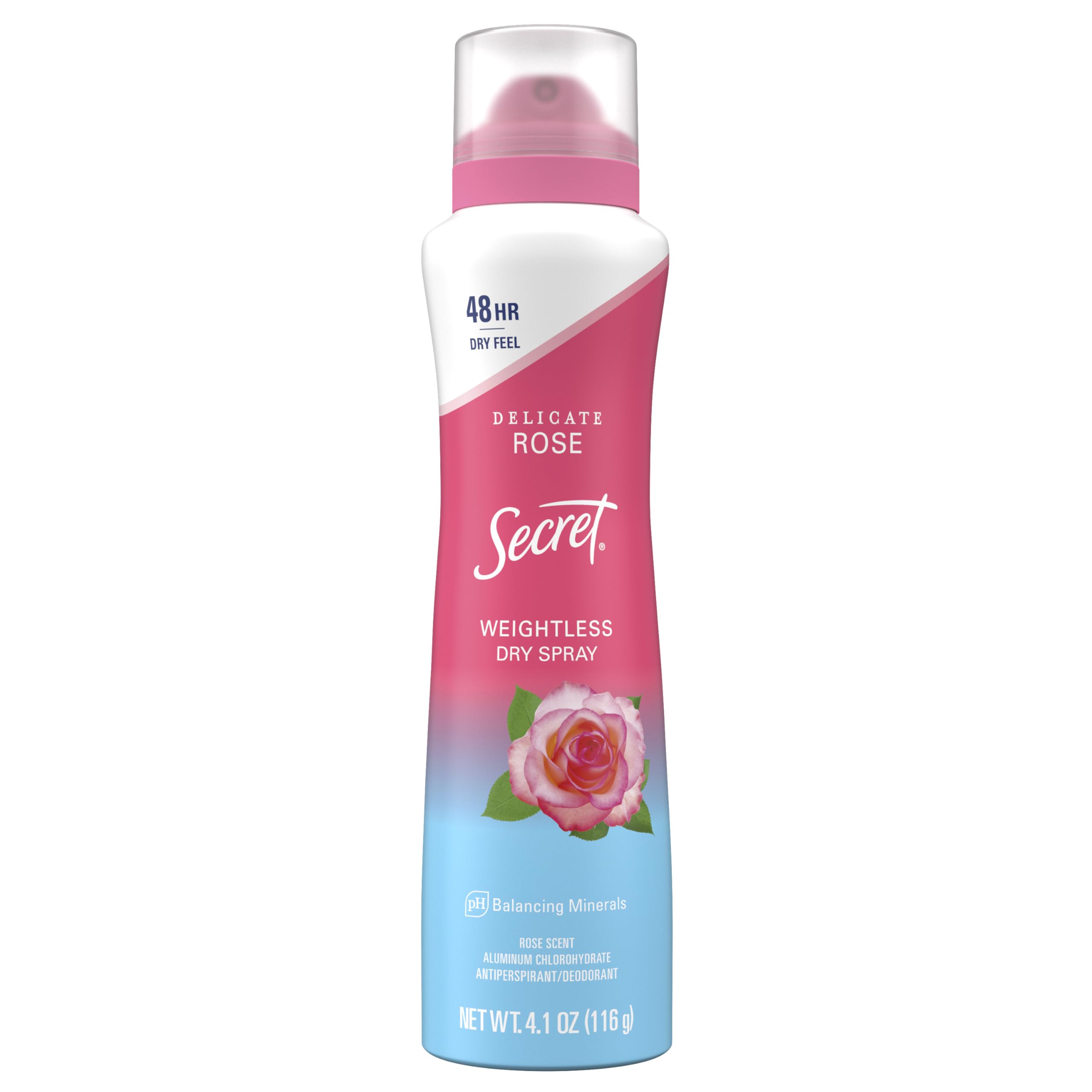 Secret Dry Spray bottle shown for everyday wear and 48-hour protection.