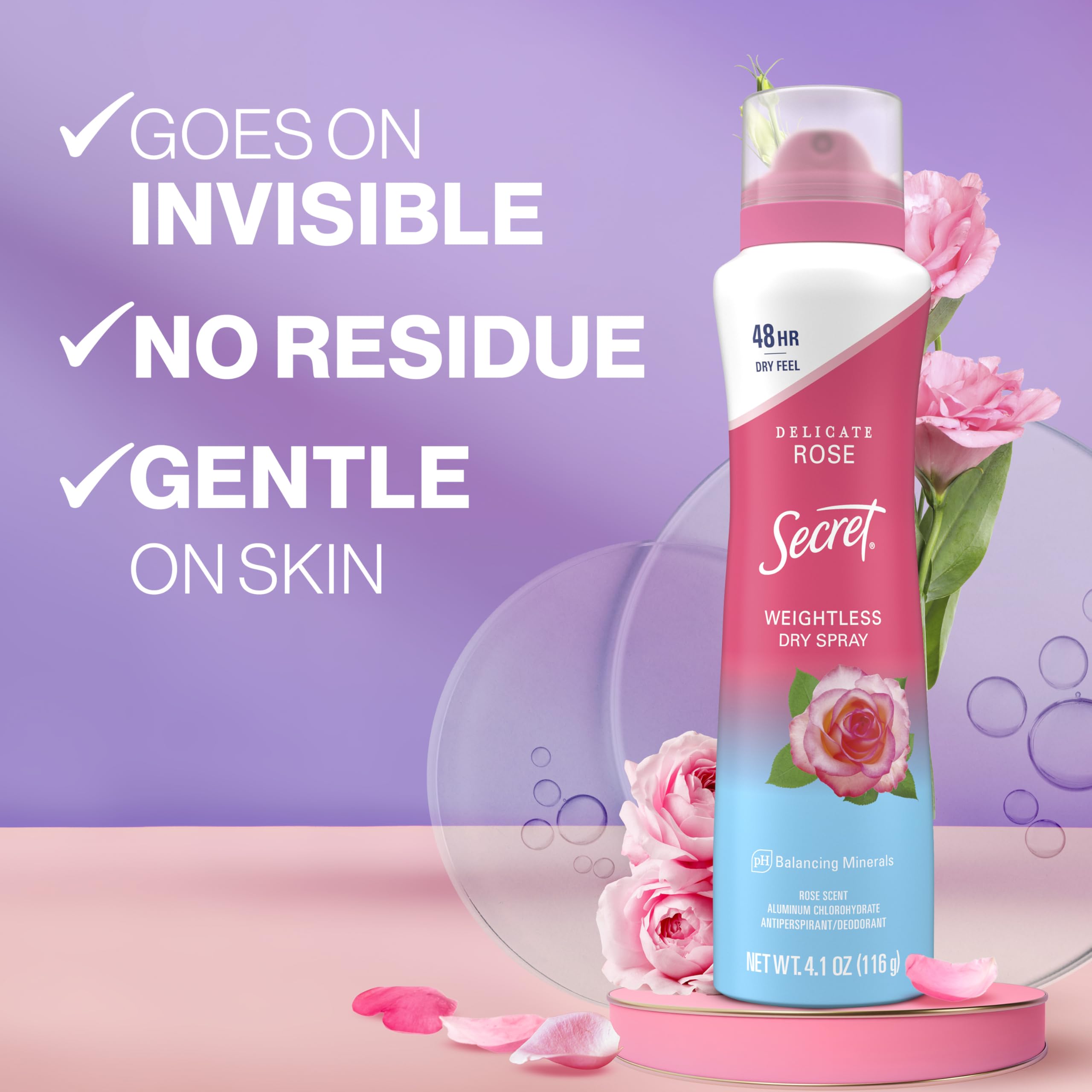 Secret Dry Spray mist in action delivering quick-dry application.