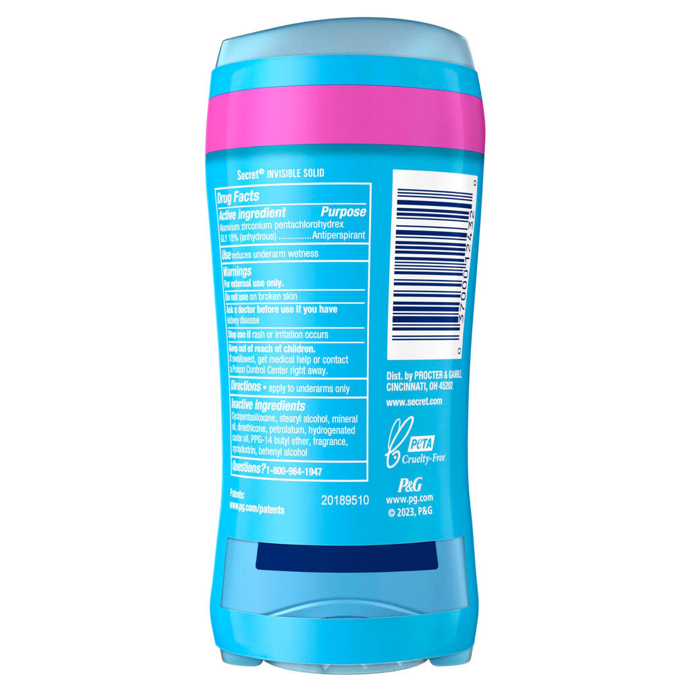 Secret easy-apply stick glides smoothly for quick refreshment.