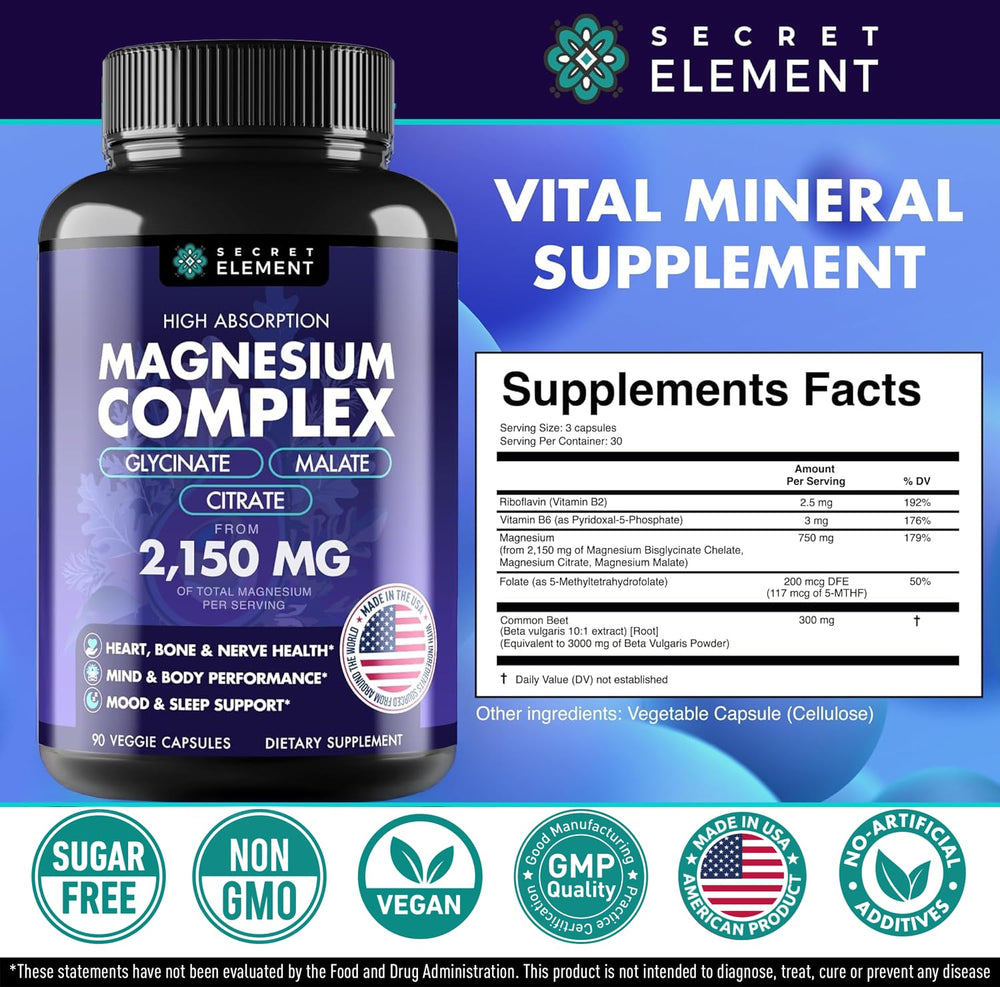 Secret Element Magnesium Complex with B vitamins supports energy metabolism and nerves
