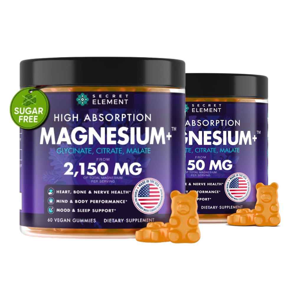 Secret Element magnesium gummies jar view for daily wellness support.