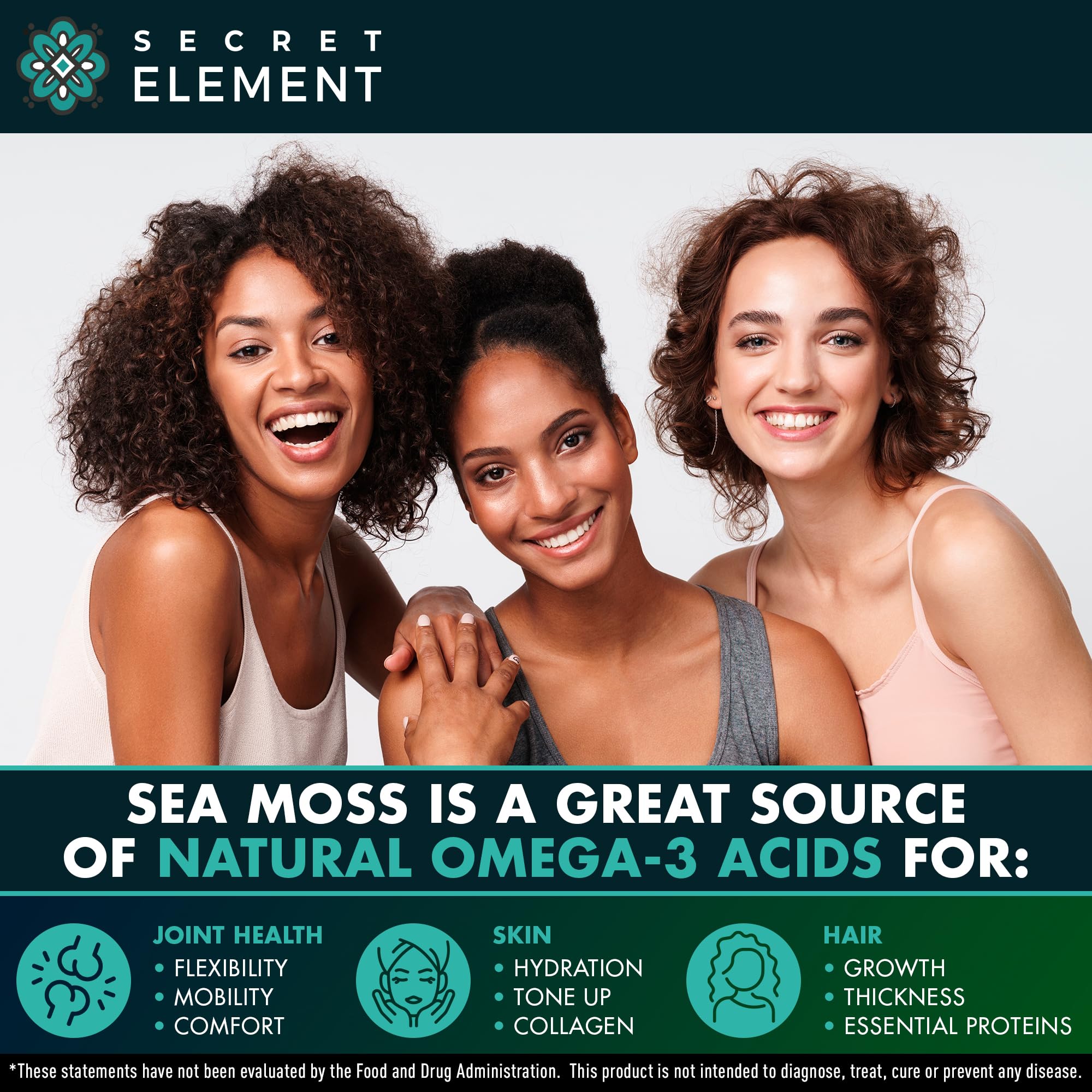 Secret Element Sea Moss Capsules bladderwrack component visible for balanced routine