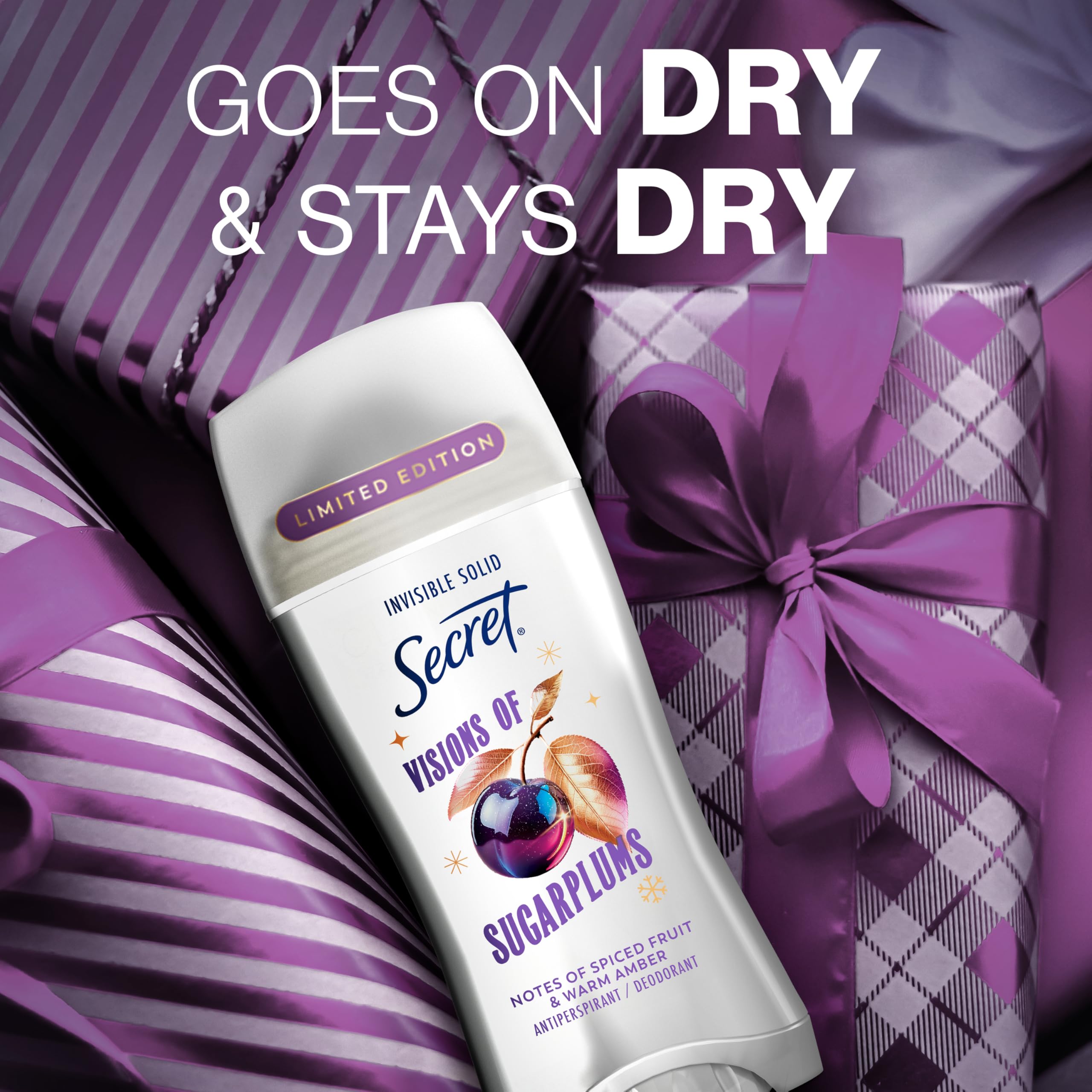 Secret Fresh 72-hour odor control graphic on packaging.