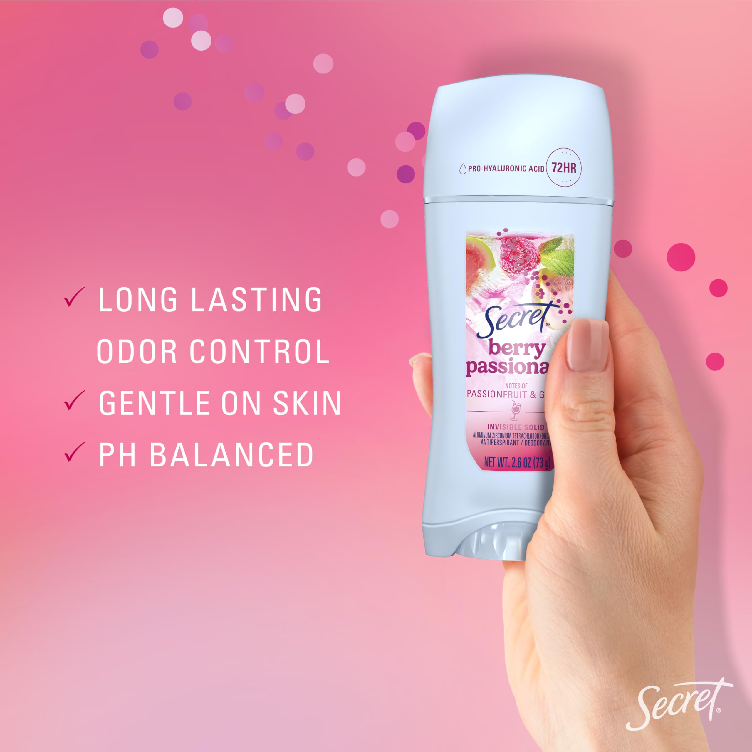 Secret Fresh antiperspirant Berry Passionate cap twist demonstrates easy one-handed application