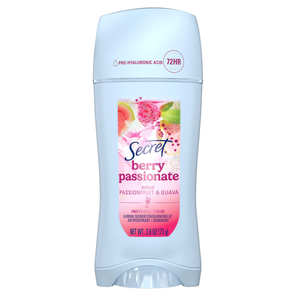 Secret Fresh antiperspirant Berry Passionate packaging with vibrant branding and lasting appeal
