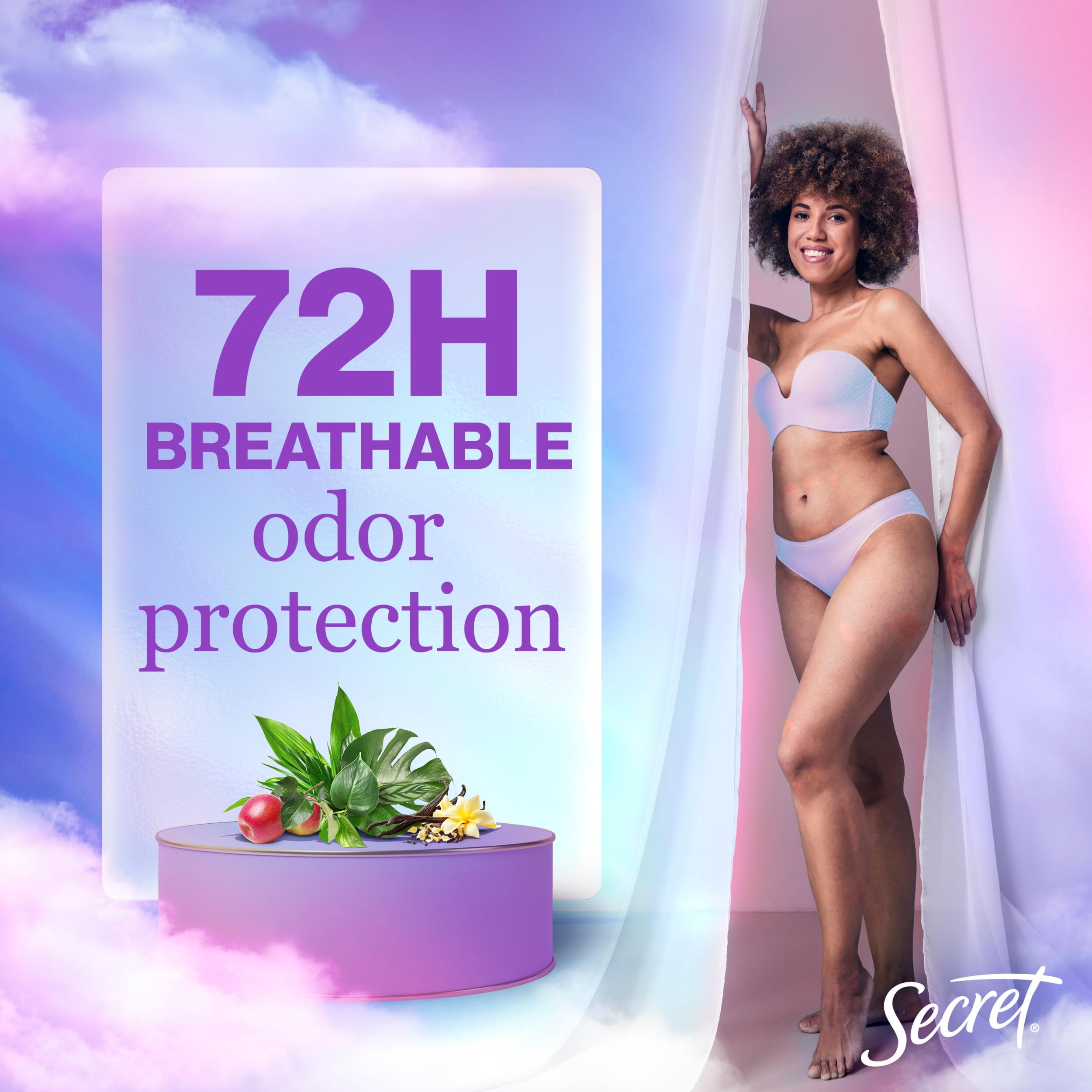 Secret Fresh breathable sweat control supports long-lasting comfort during busy days.