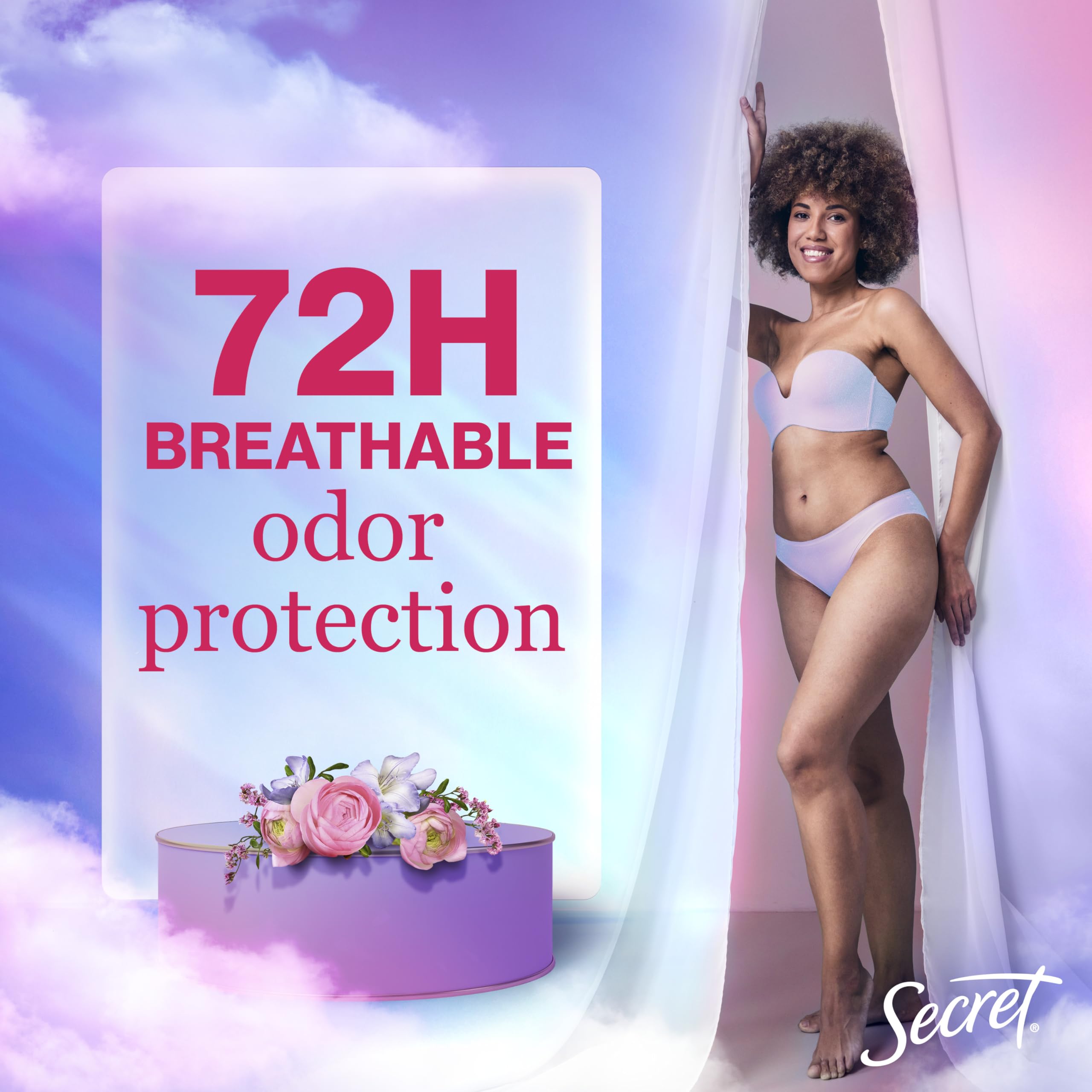 Secret Fresh clear gel texture visible for quick drying and daily freshness.
