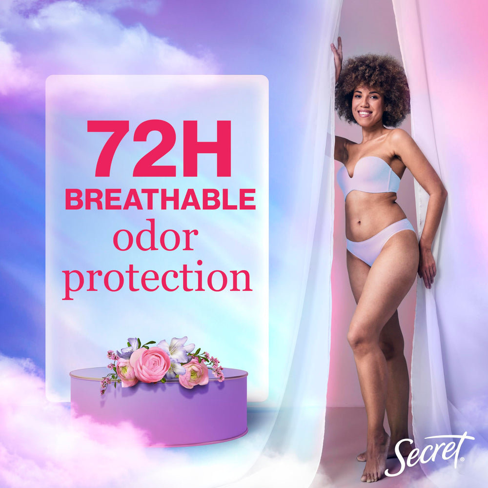 Secret Fresh clear gel texture visible for quick drying and daily freshness.