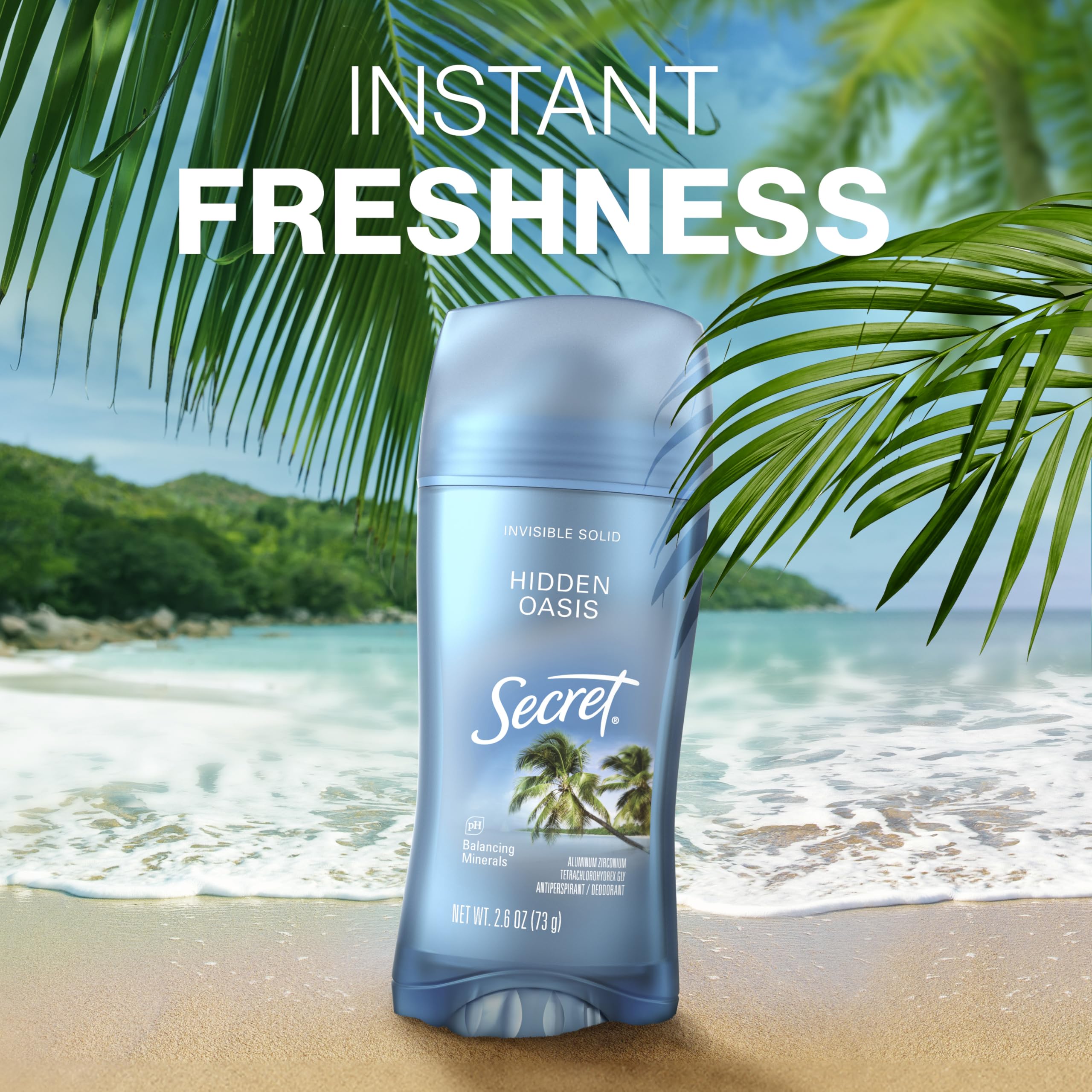 Secret Fresh cruelty-free PETA logo conveys ethical choice for deodorant.