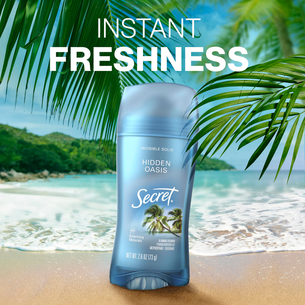 Secret Fresh cruelty-free PETA logo conveys ethical choice for deodorant.