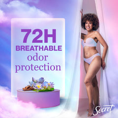 Secret Fresh 72-hour odor protection for day-long freshness.