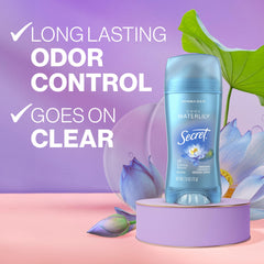 Secret Fresh invisible solid application for discreet protection.