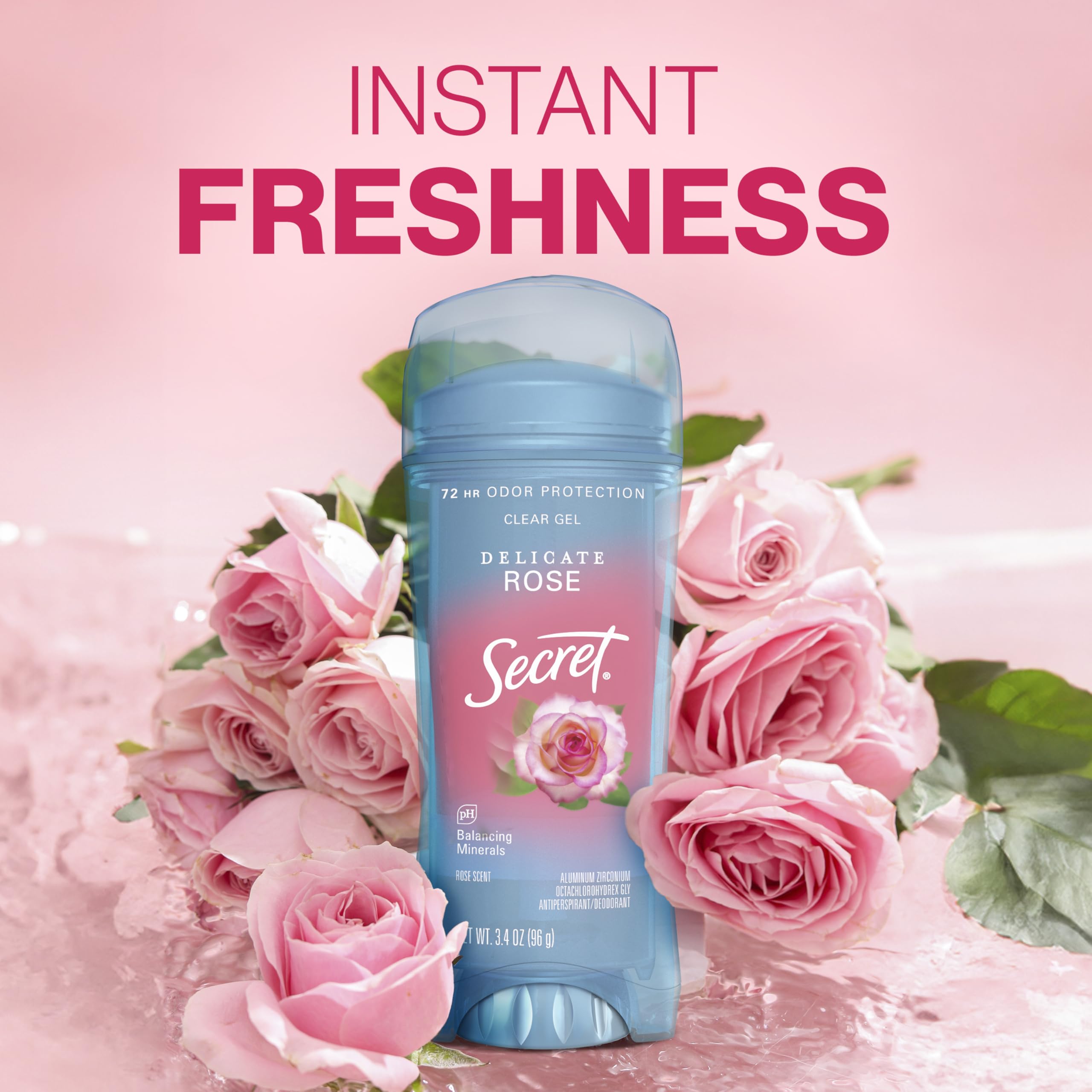 Secret Fresh packaging front highlights 72-hour odor protection for busy days.