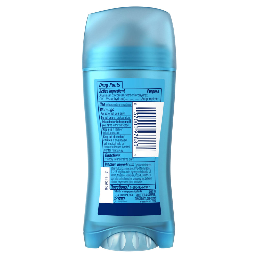 Secret Fresh smooth-dry finish on skin with comfortable wear.